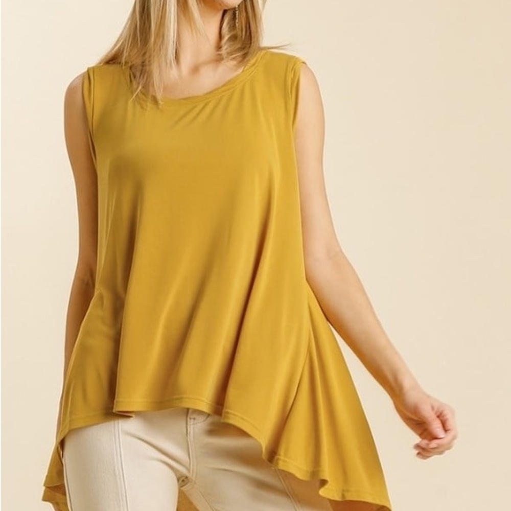 Umgee Mustard Asymmetrical Tank Top